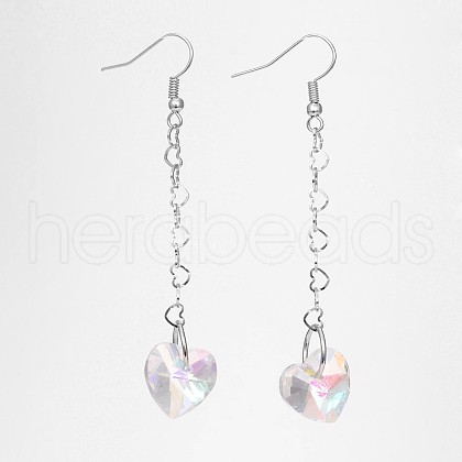 Heart Glass Dangle Earrings EJEW-JE01738-02-1