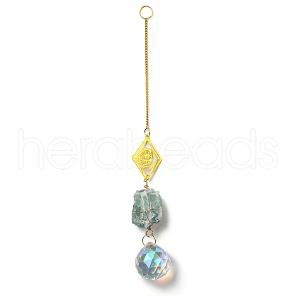 Wire Wrapped Nuggets Natural Fluorite Pendant Decorations HJEW-C008-01E-G-1