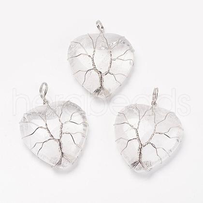 Natural Quartz Crystal Pendants G-G713-F09-1