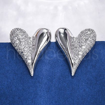 Brass Clear Cubic Zirconia Stud Earrings EJEW-Q014-37P-1