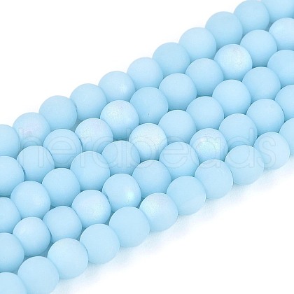 Frosted Opaque Glass Beads Strands GLAA-T032-P4mm-MBB10-1