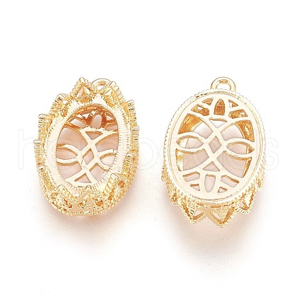Brass Oval Pendants Cabochon Settings KK-J228-07G-1