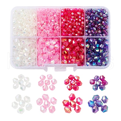 8 Style Bicone AB Color Plated Eco-Friendly Transparent Acrylic Beads TACR-YW0001-37A-1