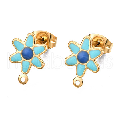 304 Stainless Steel Enamel Stud Earring Findings STAS-T052-43G-03-1