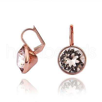 Real Rose Gold Plated Tin Alloy Cubic Zirconia Leverback Earrings EJEW-BB09658-RG-1