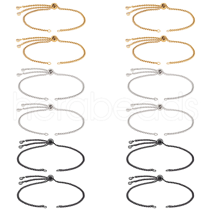 12Pcs 3 Colors 304 Stainless Steel Curb Chain Slider Bracelets Making AJEW-UN00018-1