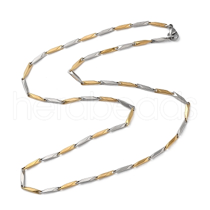 201 Stainless Steel Bar Link Chain Necklaces for Men Women NJEW-G112-07B-GP-1