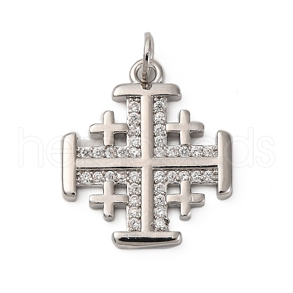 Brass Micro Pave Cubic Zirconia Pendants KK-P308-28P-1
