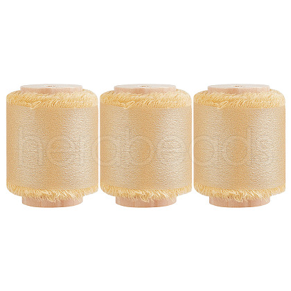 DELORIGIN 3 Rolls Polyester Satin Frayed Ribbon OCOR-DR0001-03C-1