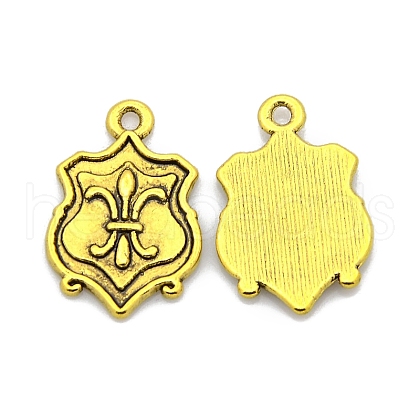 Tibetan Style Alloy Shield Carved Fleur De Lis Pendants TIBEP-EAAA056Y-AG-LF-1