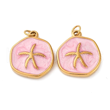 304 Stainless Steel Enamel Pendants STAS-U061-33G-B01-1