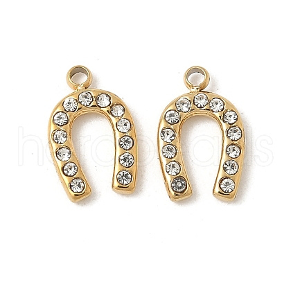 304 Stainless Steel Rhinestone Pendants STAS-V015-12G-1
