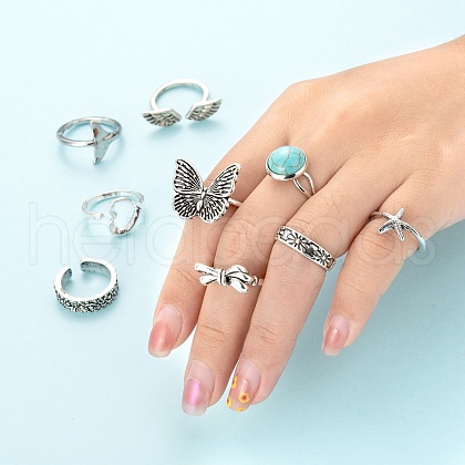 9Pcs 9 Style Adjustable Alloy Finger Rings RJEW-LS0001-15AS-1