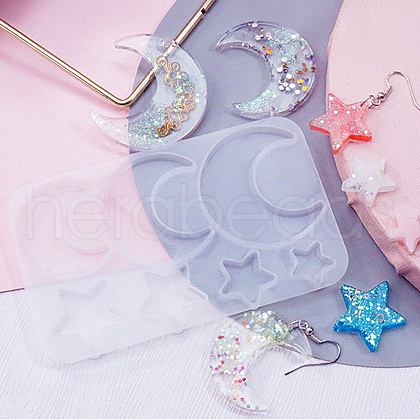 Astronomy Theme Moon Silicone Pendant Molds X-DIY-E065-07B-1