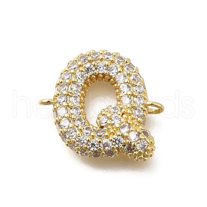 Brass Micro Pave Cubic Zirconia Letter Links KK-I717-04Q-1