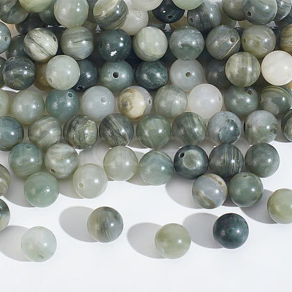  2 Strands Natural Green Rutilated Quartz Beads Strands G-NB0004-84-1