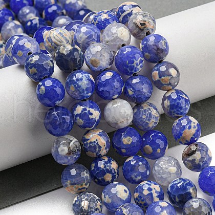 Faceted Natural Fire Crackle Agate Beads Strands G-F447-12mm-J04-1