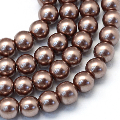 Baking Painted Pearlized Glass Pearl Round Bead Strands HY-Q330-8mm-78-1