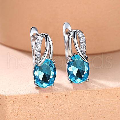 Brass Cubic Zirconia Stud Earrings WG92DFF-10-1