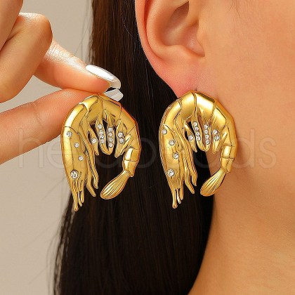 Alloy Rhinestone Stud Earrings EJEW-R021-08G-1