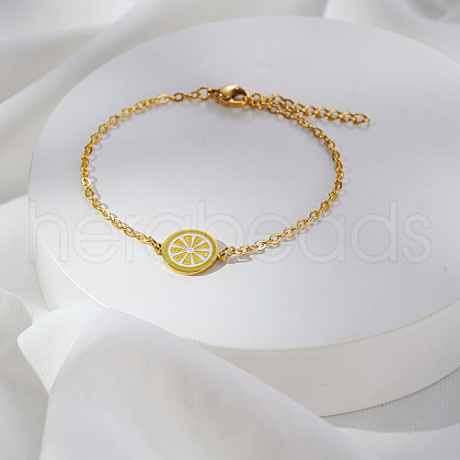Simple Lemon Stainless Steel Link Bracelets HX9461-2-1