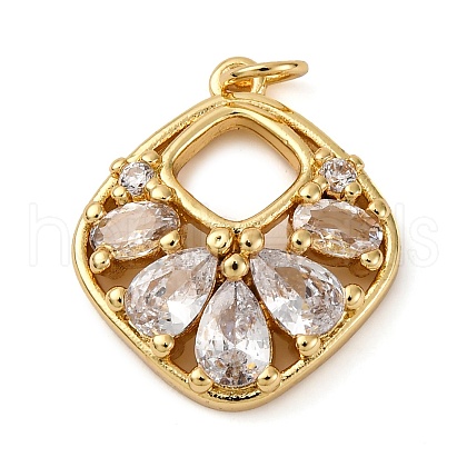 Brass Micro Pave Cubic Zirconia Pendants KK-P308-69G-1