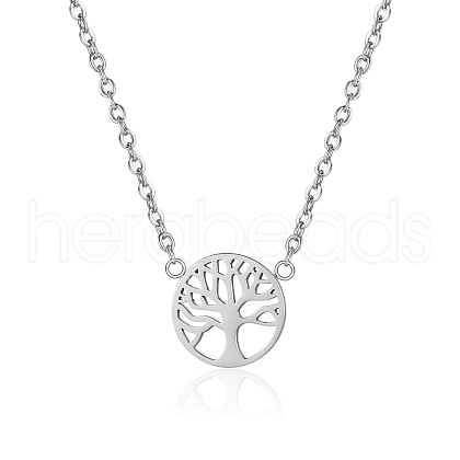Elegant Stainless Steel Tree of Life Pendant Necklace for Women. AO2762-2-1