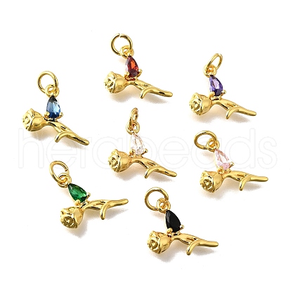 Brass Micro Pave Cubic Zirconia Pendants KK-Z102-02G-01-1