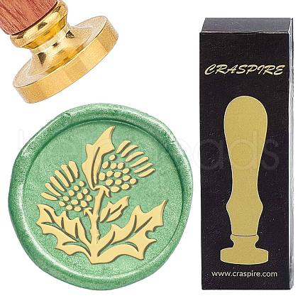 Brass Wax Seal Stamps with Wood Handle AJEW-WH0412-0169-1