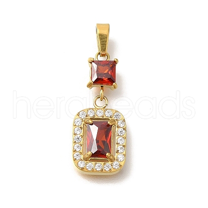 Ion Plating(IP) 304 Stainless Steel Micro Pave Cubic Zirconia Pendants STAS-H228-03G-04-1