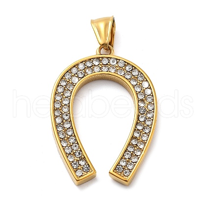 304 Stainless Steel Rhinestone Pendants STAS-V008-36G-1