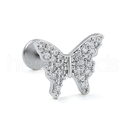 Stainless Steel Micro Pave Clear Cubic Zirconia Cartilage Earrings for Women Men WG39C06-02-1
