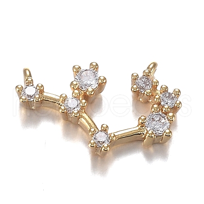 Brass Micro Clear Cubic Zirconia Pendants ZIRC-F120-019G-01-1