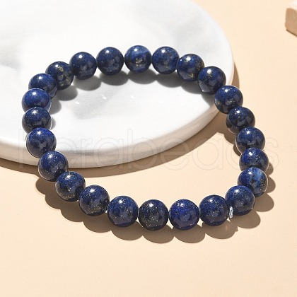 Natural Lapis Lazuli(Dyed) Bead Stretch Bracelets BJEW-K212-B-047-1