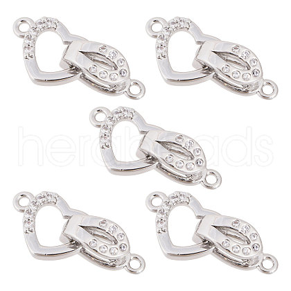 CHGCRAFT 5 Sets Brass Micro Pave Clear Cubic Zirconia Fold Over Clasps KK-CA0002-67P-1