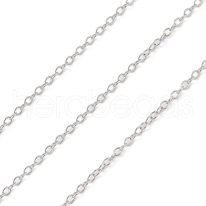 Anti-Tarnish Rhodium Plated 925 Sterling Silver Cable Chains STER-E072-02P-01-1