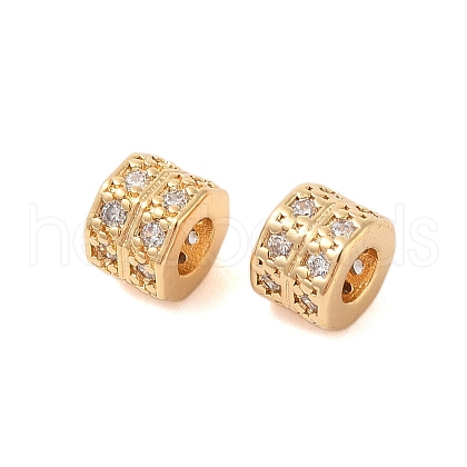 Brass Micro Pave Clear Cubic Zirconia Beads KK-B100-017G-1