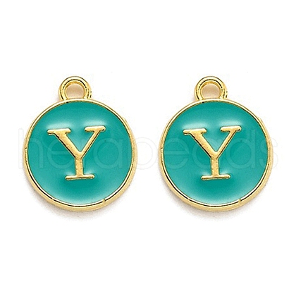 Golden Plated Alloy Enamel Charms X-ENAM-Q437-15Y-1