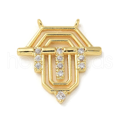 Brass Micro Pave Clear Cubic Zirconia Pendants KK-U046-04G-03-1