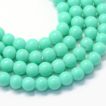 Baking Painted Glass Round Bead Strands X-DGLA-Q020-8mm-18-1