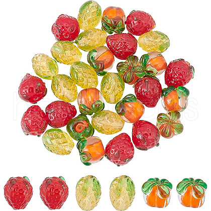 BENECREAT 30Pcs 3 Style Handmade Lampwork Beads LAMP-BC0001-01-1