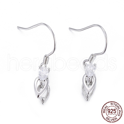 Rhodium Plated 925 Sterling Silver Earring Findings STER-F048-47P-1
