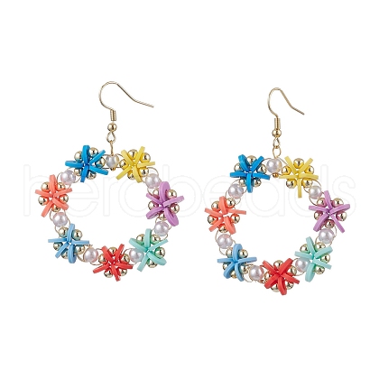 Non-magnetic Hematite and Polymer Clay Pendants Earrings EJEW-JE05974-1