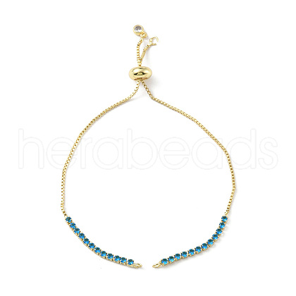 Brass Micro Pave Cubic Zirconia Box Chain Slider Bracelet Makings KK-P233-10G-01-1