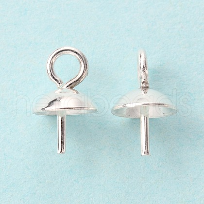 304 Stainless Steel Cup Pearl Peg Bails Pin Pendants STAS-K210-09A-S-1