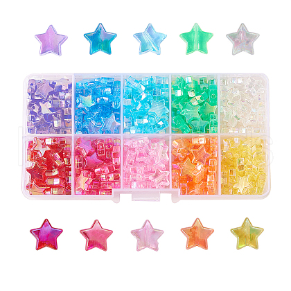 250Pcs 10 Colors Eco-Friendly Transparent Acrylic Beads TACR-CJ0001-21-1