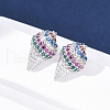 Brass Micro Pave Cubic Zirconia Stud Earrings EJEW-Q015-16P-3