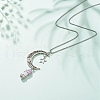 Natural Purple White Jade Bullet with Alloy Moon and Star Pendant Necklace NJEW-JN03912-02-2