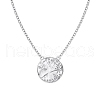Flat Round with Star 925 Sterling Silver Micro Pave Cubic Zirconia Pendant Necklaces NJEW-K279-04MS-2