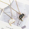 2Pcs Yin-yang Black and White Cat Shaped 201 Stainless Steel Enamel Pendant Necklaces for Couple FS-WG6093D-01-3
